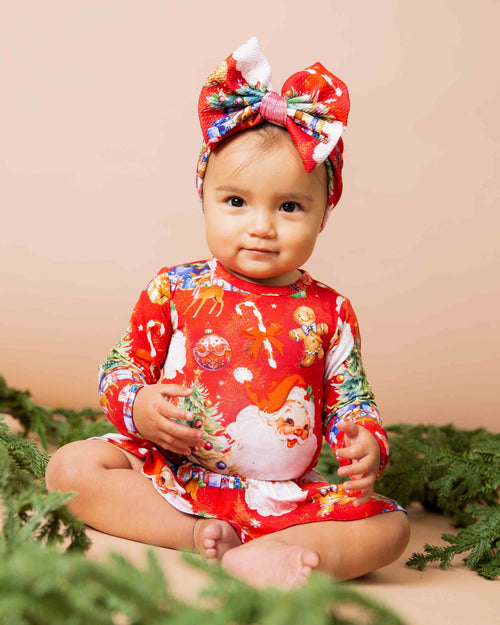 Baby Kids Bamboo Pajamas — In The Nick Of Time Long Sleeve Ruffle Dress — Image 4