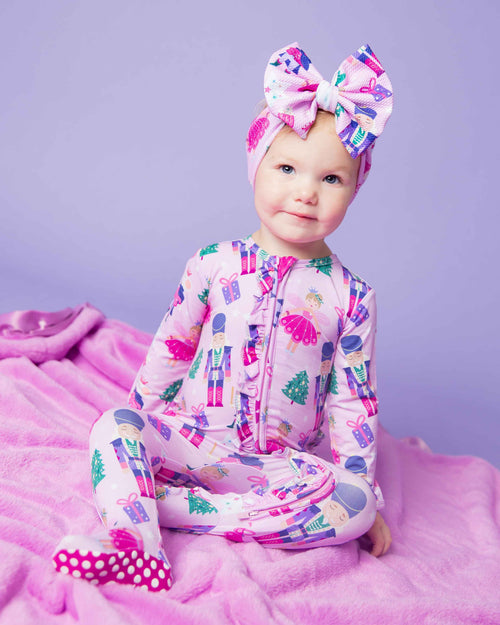 Baby Kids Bamboo Pajamas — Nutty or Nice Biggie Bow — Image 6