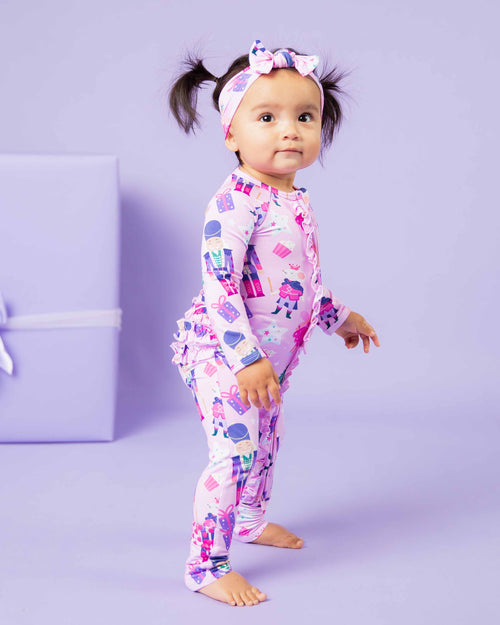 Baby Kids Bamboo Pajamas — Nutty or Nice Convertible Ruffle Romper — Image 6