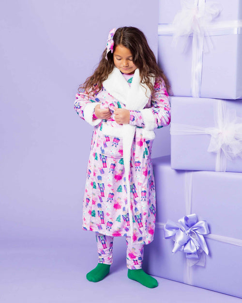 Baby Kids Bamboo Pajamas — Nutty or Nice Kids Plush Robe — Image 7