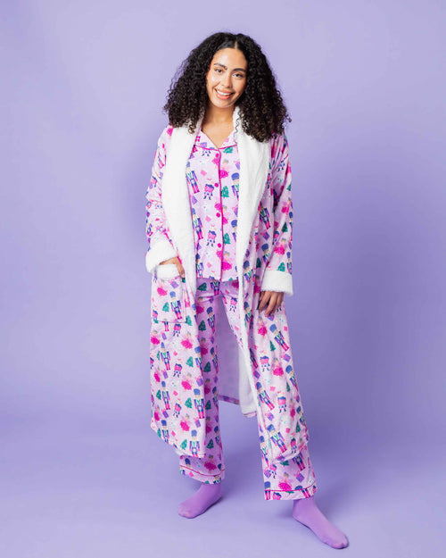 Baby Kids Bamboo Pajamas — Nutty or Nice Women's Long Sleeve Collar Shirt & Pants Pajama Set — Image 6