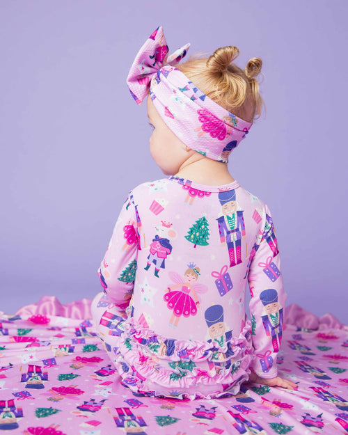Baby Kids Bamboo Pajamas — Nutty or Nice Ruffle Footie — Image 12
