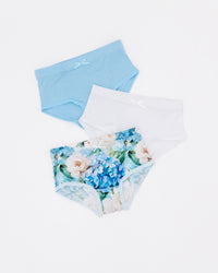 Baby Kids Bamboo Pajamas — Once in a Blue Bloom 3-Pack Girl's Brief Underwear — Image 1