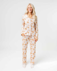 Baby Kids Bamboo Pajamas — One Smart Cookie Women's Long Sleeve Collar Shirt & Pants Pajama Set — Image 1