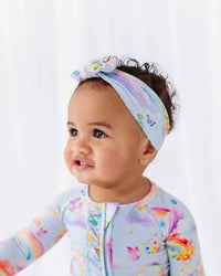 Baby Kids Bamboo Pajamas — Over the Rainbow Headwrap — Image 1