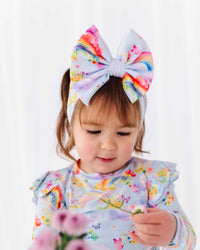 Baby Kids Bamboo Pajamas — Over the Rainbow Biggie Bow — Image 1