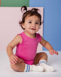 Baby Kids Bamboo Pajamas — Playful Pink Racerback Top — Image 1