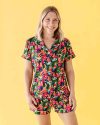 Baby Kids Bamboo Pajamas — Parrot-ise Found Women's Collar Shirt & Shorts Set — Image 1