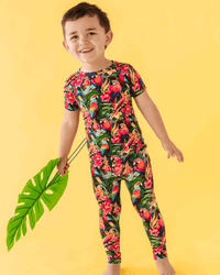 Baby Kids Bamboo Pajamas — Parrot-ise Found Short Sleeve Two-Piece Pajama Set — Image 1
