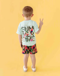 Baby Kids Bamboo Pajamas — Parrot-ise Found T-Shirt & Shorts Set — Image 1