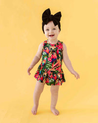 Baby Kids Bamboo Pajamas — Parrot-ise Found Racer Back Ruffle Dress — Image 1
