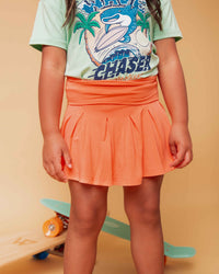 Baby Kids Bamboo Pajamas — Peach Girls Skort — Image 1