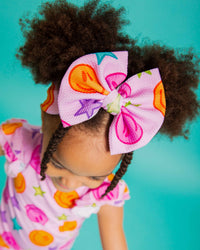 Baby Kids Bamboo Pajamas — Peachy Power Biggie Bow — Image 1