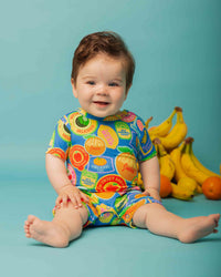 Baby Kids Bamboo Pajamas — Peel Me Later Shortie Romper — Image 1
