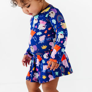 Baby Kids Bamboo Pajamas — Peppa Pig™ & Friends Ruffle Dress — Image 1