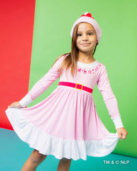 Baby Kids Bamboo Pajamas — Buddy The Elf™ Pink Long Sleeve Dress & Shorts Set — Image 1