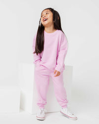 Baby Kids Bamboo Pajamas — Mauve Over, Pink Relaxed Fit Jogger Set — Image 1
