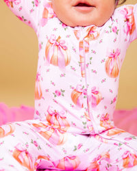 Baby Kids Bamboo Pajamas — Pink of the Patch Convertible Romper — Image 1