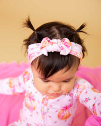 Baby Kids Bamboo Pajamas — Pink of the Patch Headwrap — Image 1