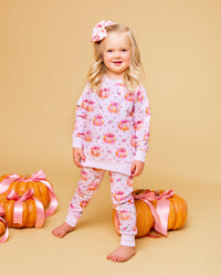 Baby Kids Bamboo Pajamas — Pink of the Patch Jogger Set — Image 1