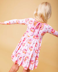 Baby Kids Bamboo Pajamas — Pink of the Patch Long Sleeve Dress & Shorts Set — Image 1