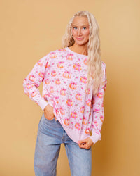 Baby Kids Bamboo Pajamas — Pink of the Patch Women's Relaxed Crew Neck Sweatshirt — Image 1