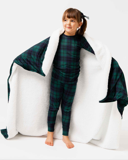 Baby Kids Bamboo Pajamas — Plaid Tidings Bum Bum Blanket - Plush — Image 1