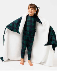 Baby Kids Bamboo Pajamas — Plaid Tidings Bum Bum Blanket - Plush — Image 1