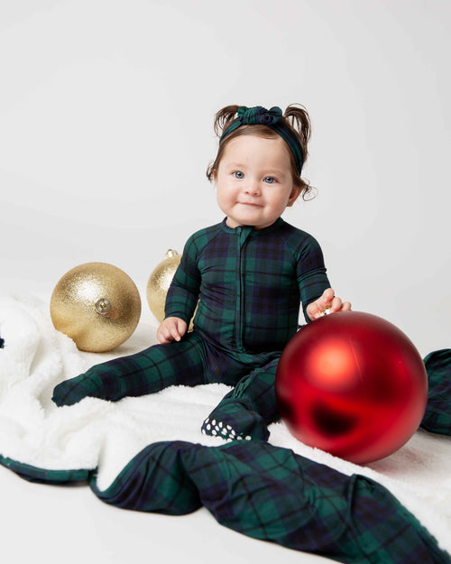 Baby Kids Bamboo Pajamas — Plaid Tidings Bum Bum Blanket - Plush — Image 6