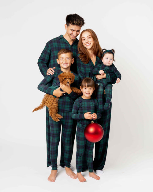 Baby Kids Bamboo Pajamas — Plaid Tidings Dog Sweater — Image 8
