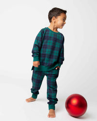 Baby Kids Bamboo Pajamas — Plaid Tidings Jogger Set — Image 1