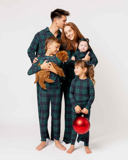 Baby Kids Bamboo Pajamas — Plaid Tidings Long Sleeve Pajama Set — Image 3