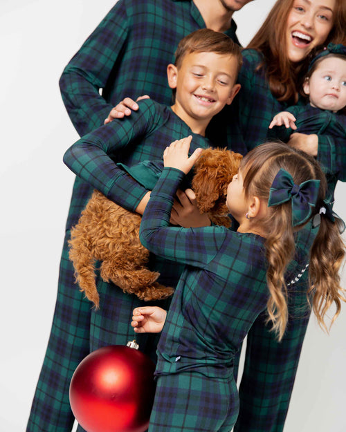Baby Kids Bamboo Pajamas — Plaid Tidings Long Sleeve Pajama Set — Image 7