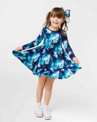 Baby Kids Bamboo Pajamas — Polar Opposites Long Sleeve Dress & Shorts Set — Image 1