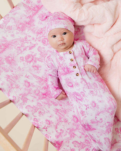 Baby Kids Bamboo Pajamas — Princess Behavior Knotted Gown & Beanie Set — Image 1