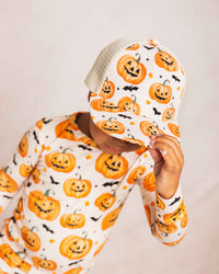 Baby Kids Bamboo Pajamas — Pumpkin About You Hat — Image 1