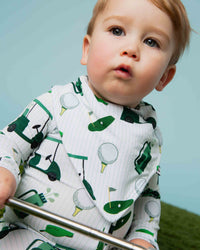 Baby Kids Bamboo Pajamas — Putt Around & Find Out 3 Pack of Bibs — Image 1