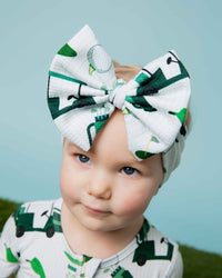 Baby Kids Bamboo Pajamas — Putt Around & Find Out Biggie Bow — Image 1