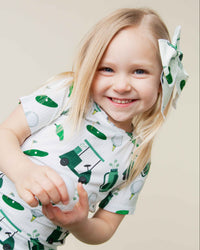 Baby Kids Bamboo Pajamas — Putt Around & Find Out Woven Alligator Clip — Image 1
