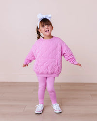 Baby Kids Bamboo Pajamas — Candy Pink Quilted Bubble Pocketed Sweatshirt — Image 1