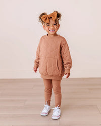 Baby Kids Bamboo Pajamas — Toffee Quilted Bubble Pocketed Sweatshirt — Image 1