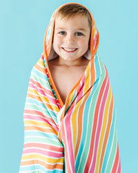 Baby Kids Bamboo Pajamas — Rainbow Reef Bamboo Hooded Swim Towel — Image 1