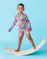 Baby Kids Bamboo Pajamas — Extra-roar-dinary Rash Guard One Piece Swimsuit — Image 1