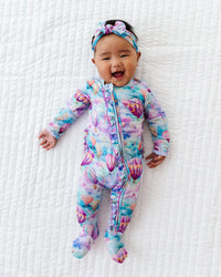 Baby Kids Bamboo Pajamas — Reaching New Kites Ruffle Footie — Image 1