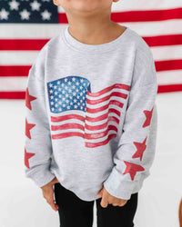 Baby Kids Bamboo Pajamas — American Flag Crew Neck Sweatshirt — Image 1