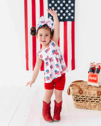 Baby Kids Bamboo Pajamas — Red, White & Cute Sleeveless Peplum Top & Bottoms Set — Image 1
