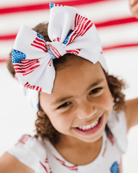 Baby Kids Bamboo Pajamas — Red, White & Cute Biggie Bow — Image 1