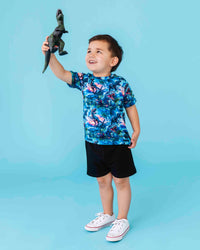 Baby Kids Bamboo Pajamas — Rex-tra Wild T-Shirt & Shorts Set — Image 1