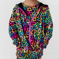 Baby Kids Bamboo Pajamas — Roarin' Rainbow Reversible Jacket — Image 1