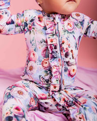 Baby Kids Bamboo Pajamas — Rose From The Dead Convertible Ruffle Romper — Image 1